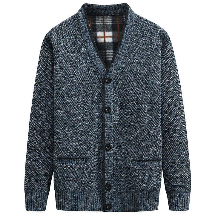 Enzo | Classic Button-Through V-Neck Mens Knit Jumper
