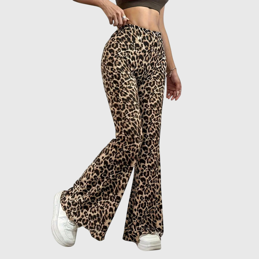 Esme | Cosy Leopard Print Flare Leggings Bootcut Trousers
