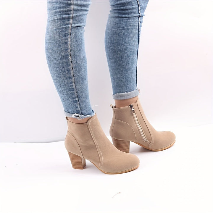 Esme | Stylish Block Heel Ankle Boots with Side Zip