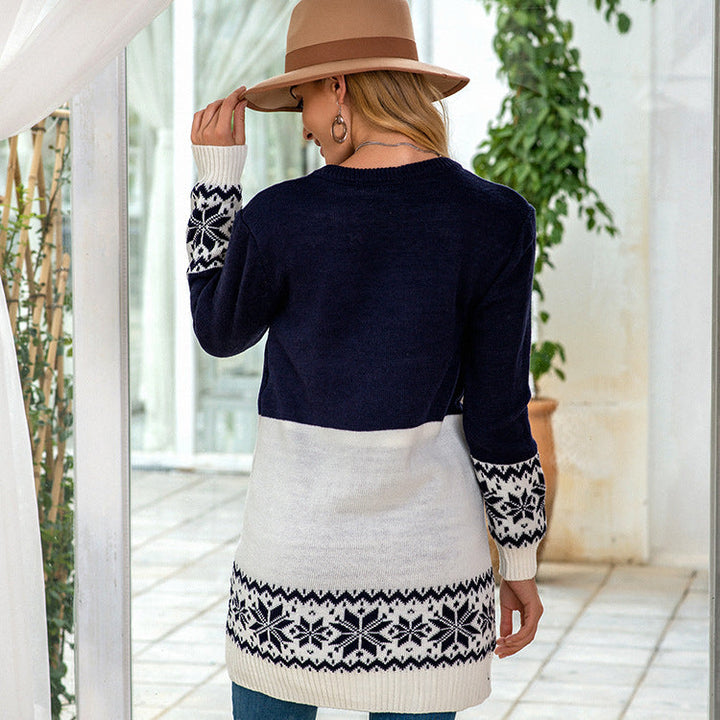 Evelyn | Stylish Reindeer Christmas Jumper with Fair Isle Trim
