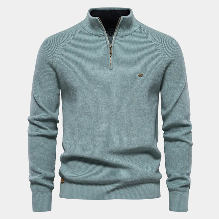 Ezra | Ribbed Half Zip Mens Knit Jumper