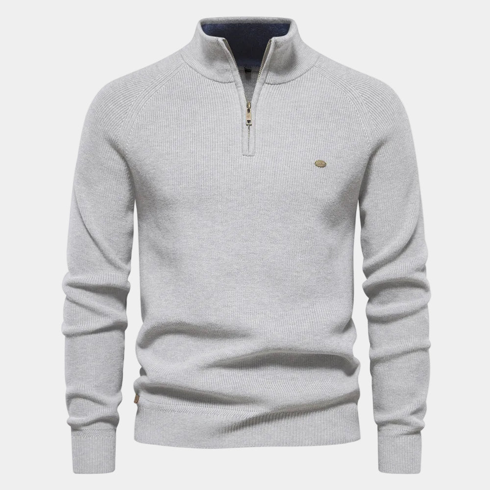Ezra | Ribbed Half Zip Mens Knit Jumper