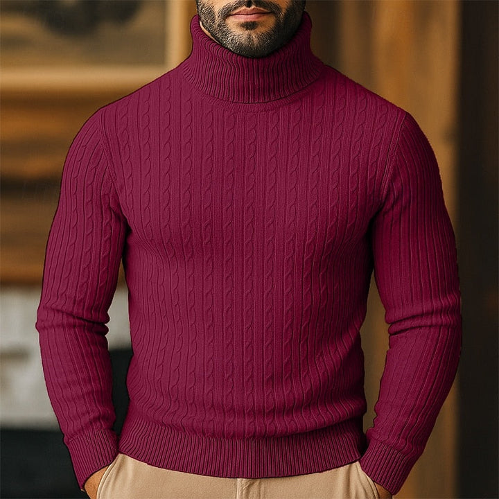 Freddie | Relaxed Roll Neck Cable Knit Sweater