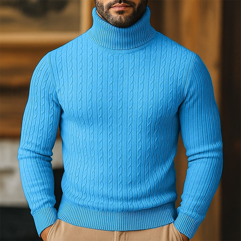 Freddie | Relaxed Roll Neck Cable Knit Sweater