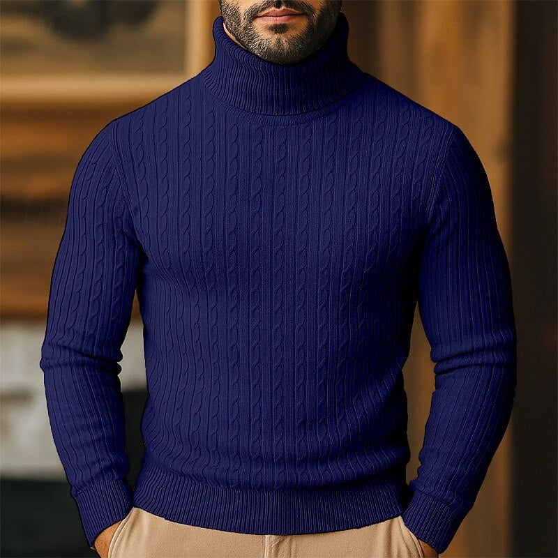 Freddie | Relaxed Roll Neck Cable Knit Sweater