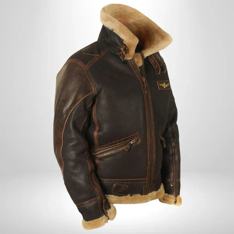 Gabriel | Cosy Shearling Aviator Bomber Jacket