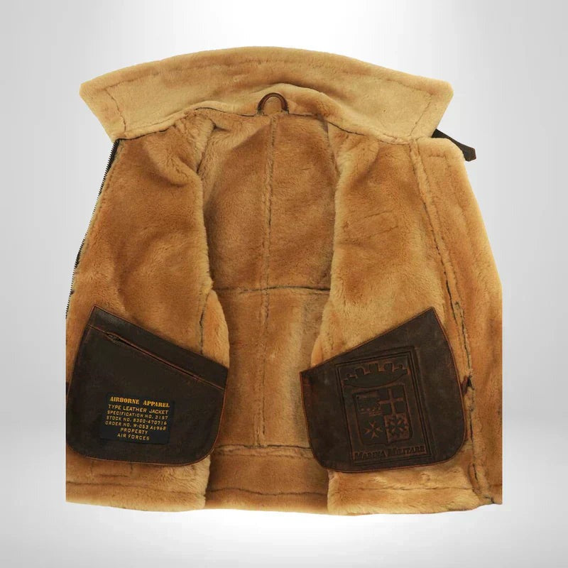 Gabriel | Cosy Shearling Aviator Bomber Jacket