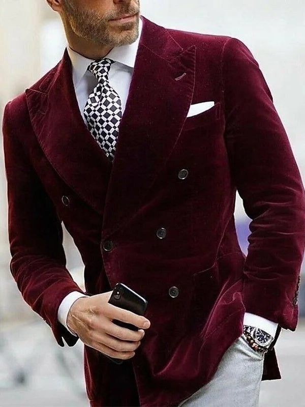 Grayson | Stylish Double-Breasted Slim Fit Velvet Blazer