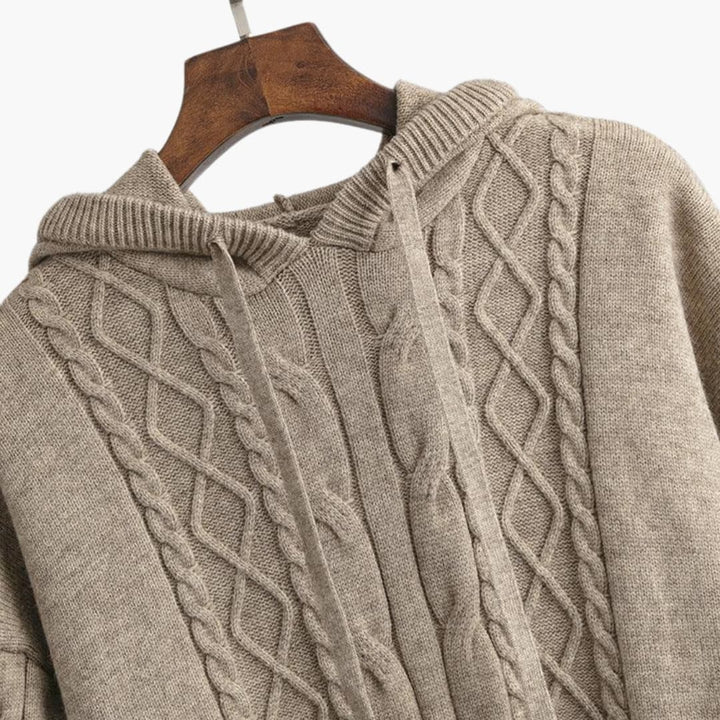 Hallie | Cable Knit Wide Leg Hooded Tracksuit Set