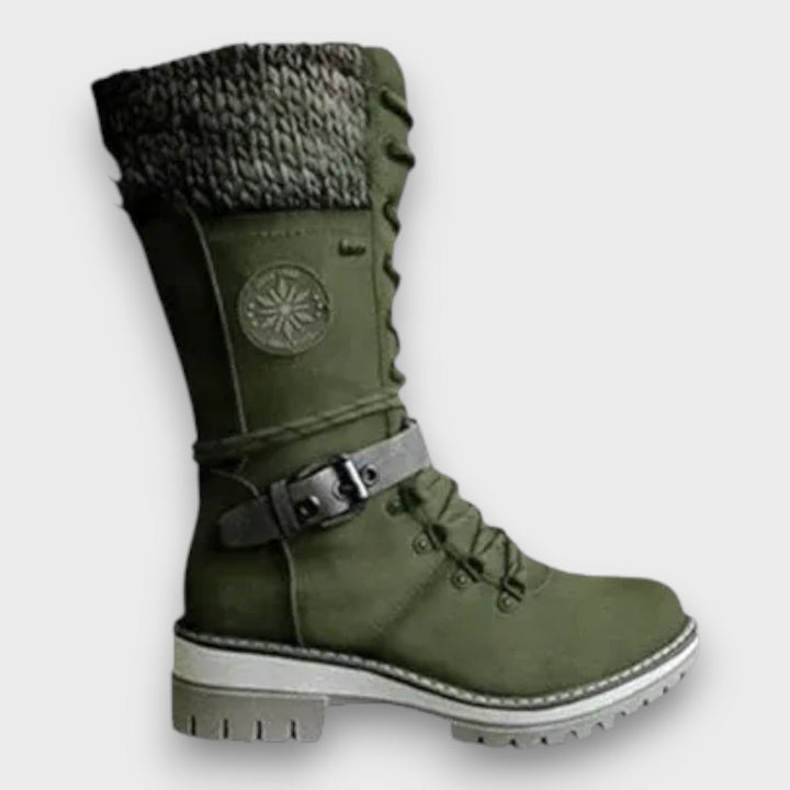 Hallie | Stylish Knit-Cuff Lace-Up Snow Boots