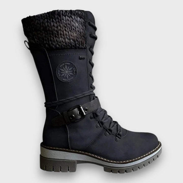 Hallie | Stylish Knit-Cuff Lace-Up Snow Boots