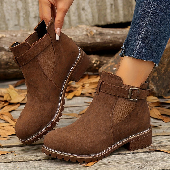 Harper | Chic Buckle-Strap Chelsea Ankle Boots with Lug Sole