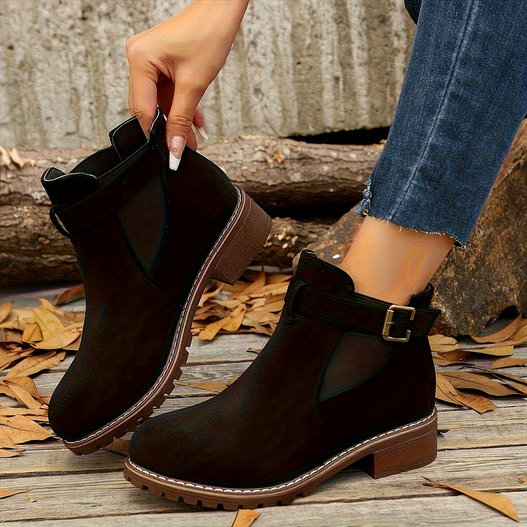 Harper | Chic Buckle-Strap Chelsea Ankle Boots with Lug Sole