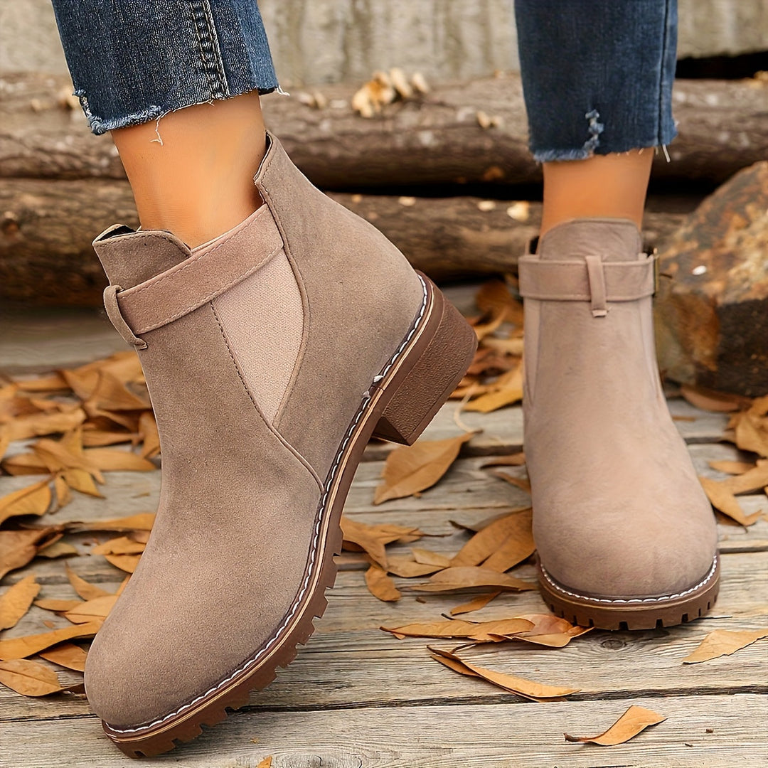 Harper | Chic Buckle-Strap Chelsea Ankle Boots with Lug Sole