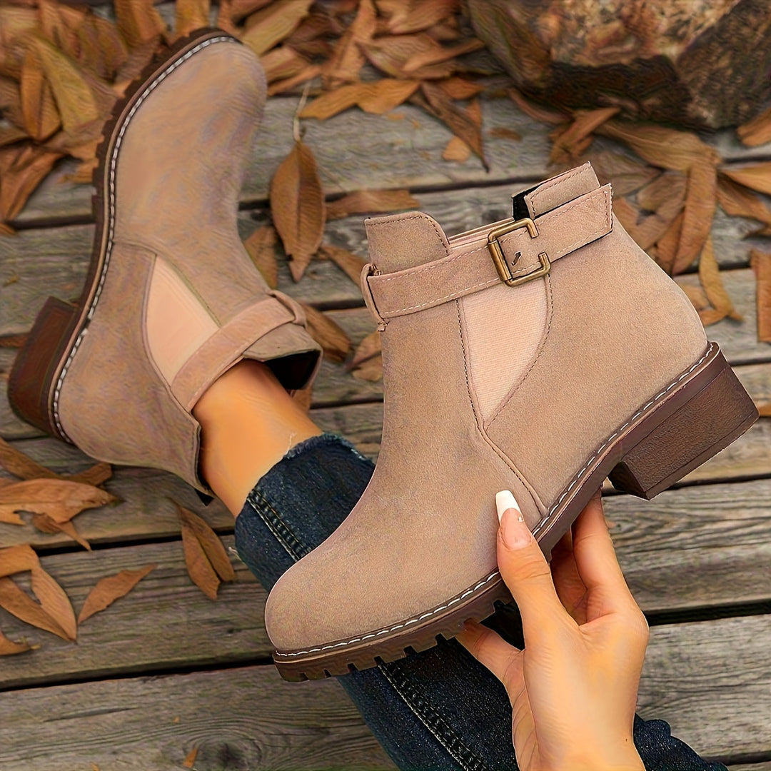 Harper | Chic Buckle-Strap Chelsea Ankle Boots with Lug Sole