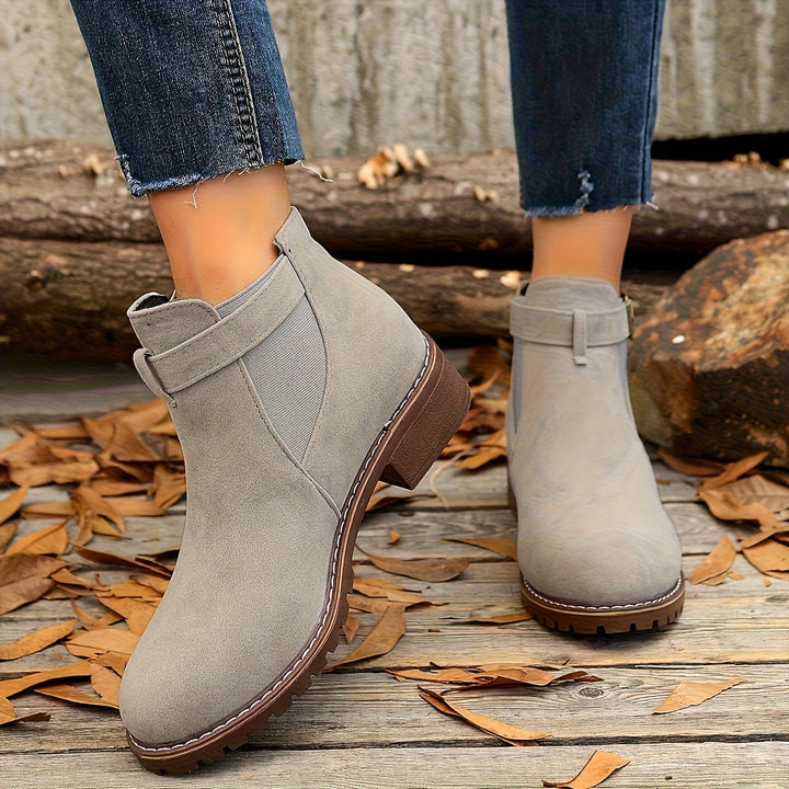 Harper | Chic Buckle-Strap Chelsea Ankle Boots with Lug Sole