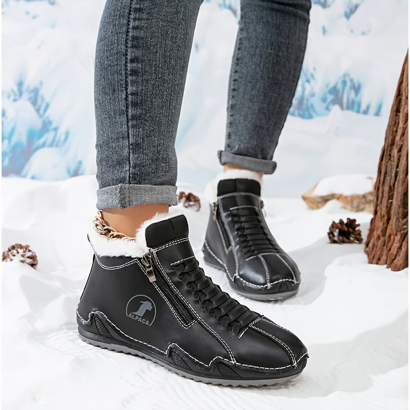 Harper | Chic Fur-Lined Zip-Up Winter Ankle Boots