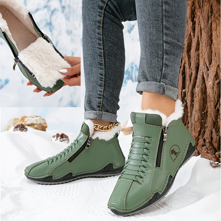 Harper | Chic Fur-Lined Zip-Up Winter Ankle Boots