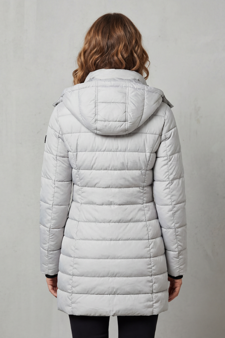 Harriet | Elegant Longline Puffer Coat with Removable Hood