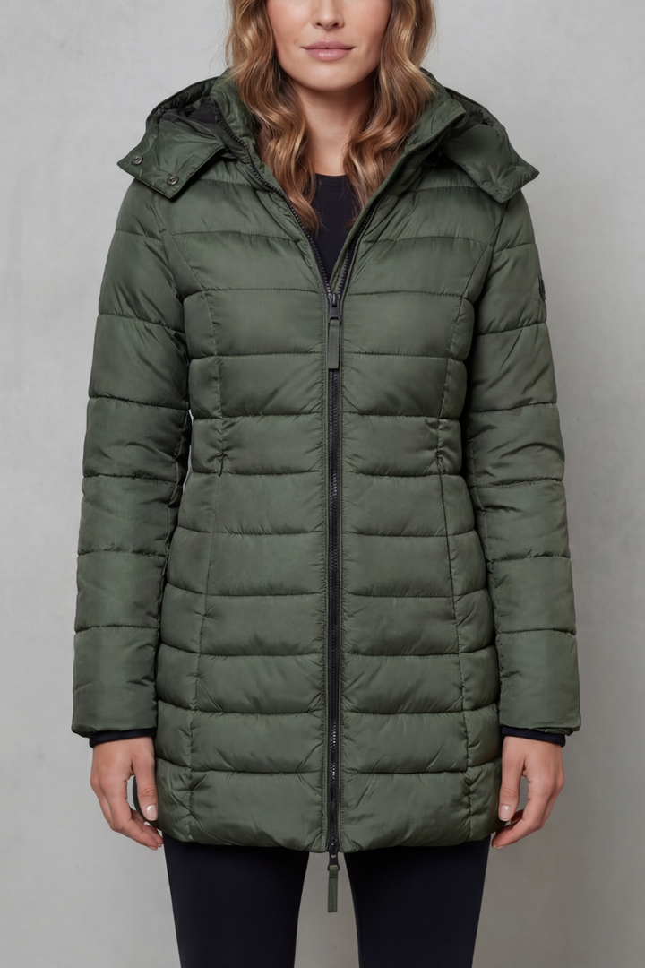 Harriet | Elegant Longline Puffer Coat with Removable Hood
