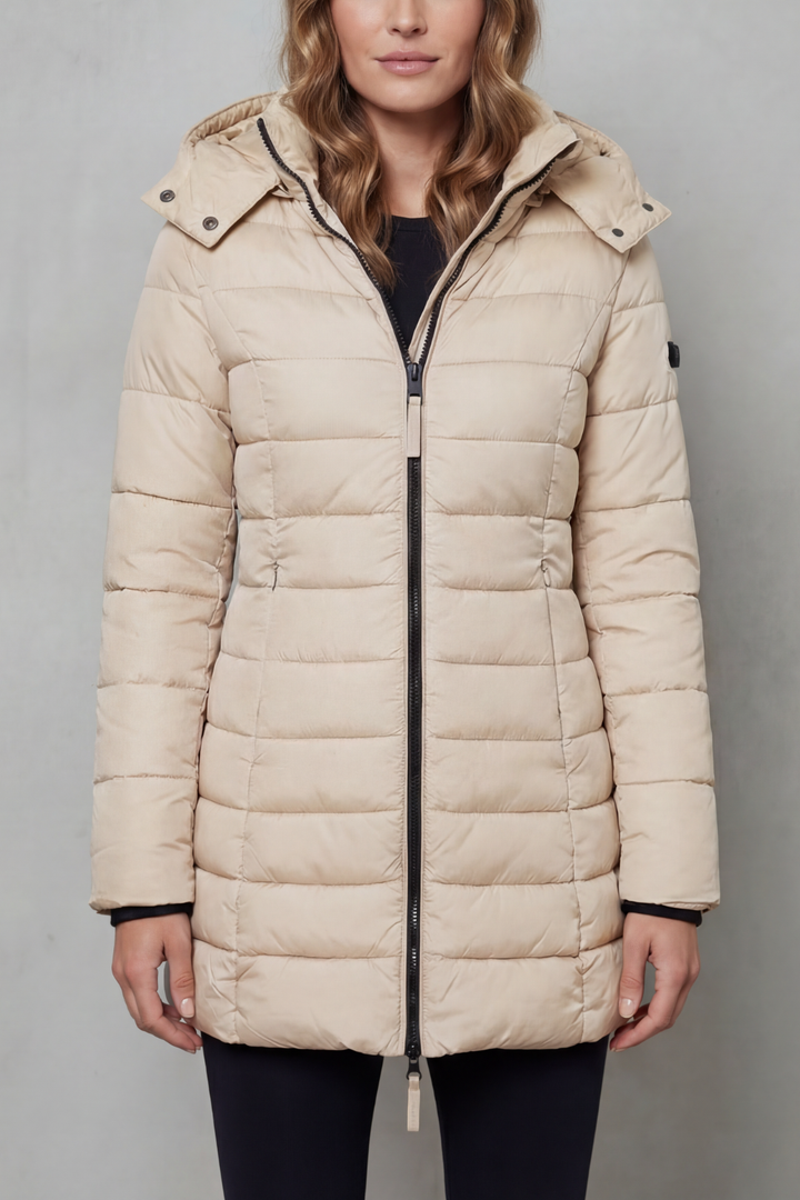 Harriet | Elegant Longline Puffer Coat with Removable Hood