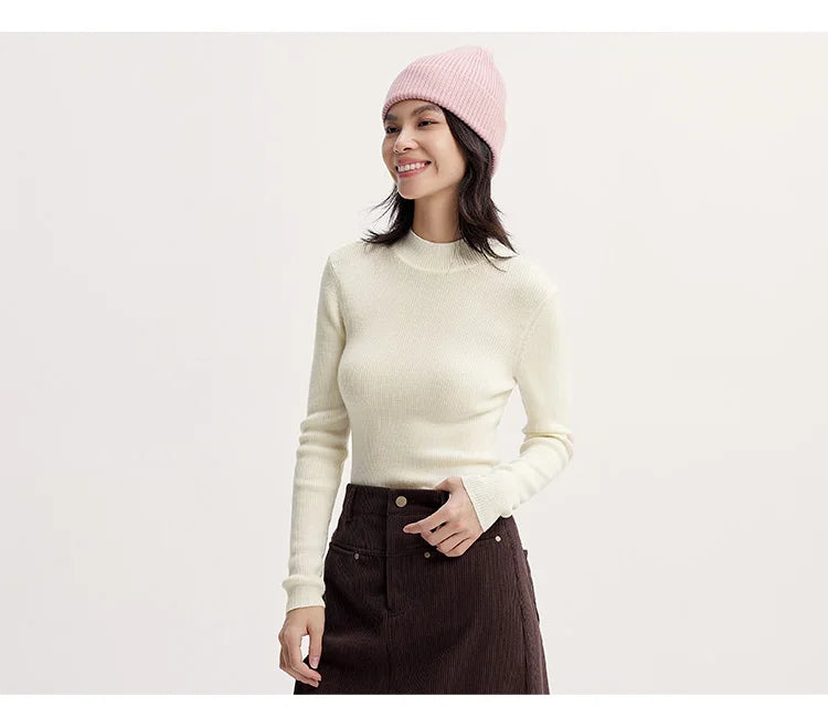 Harriet | Ribbed High Neck Slim Fit Womens Jumpers