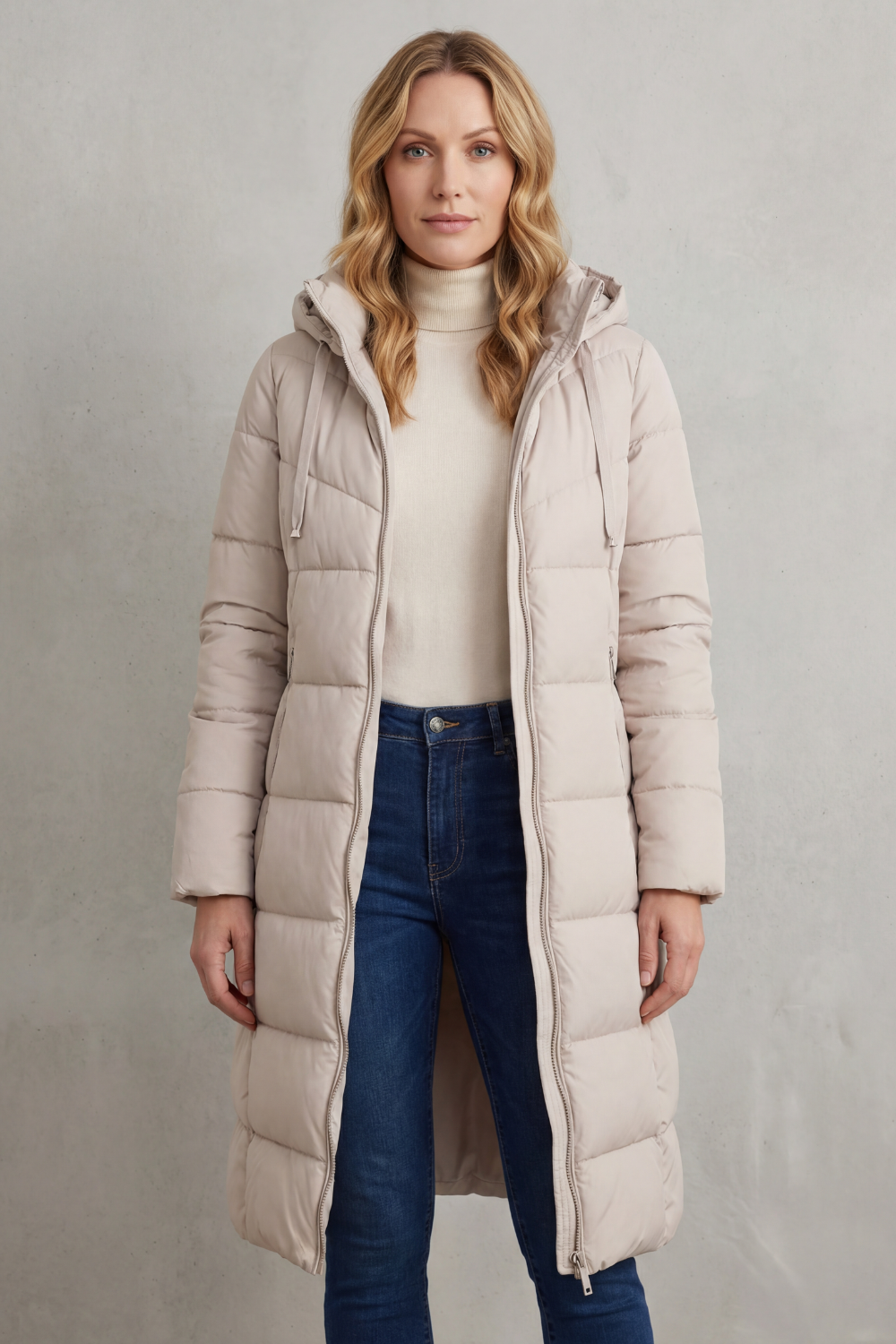 Hazel | Chic Longline Puffer Coat with Hood