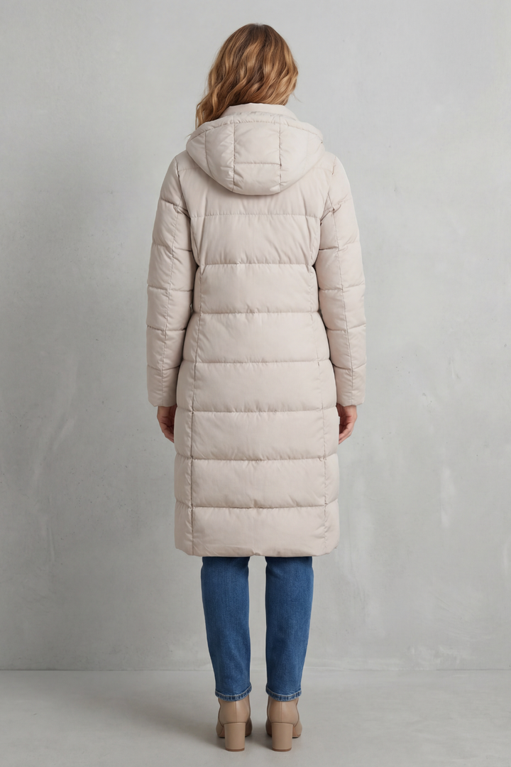 Hazel | Chic Longline Puffer Coat with Hood