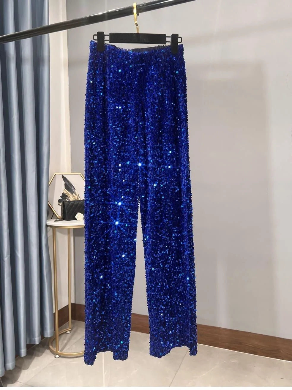 Iris | Classic Wide Leg Sequin Trousers