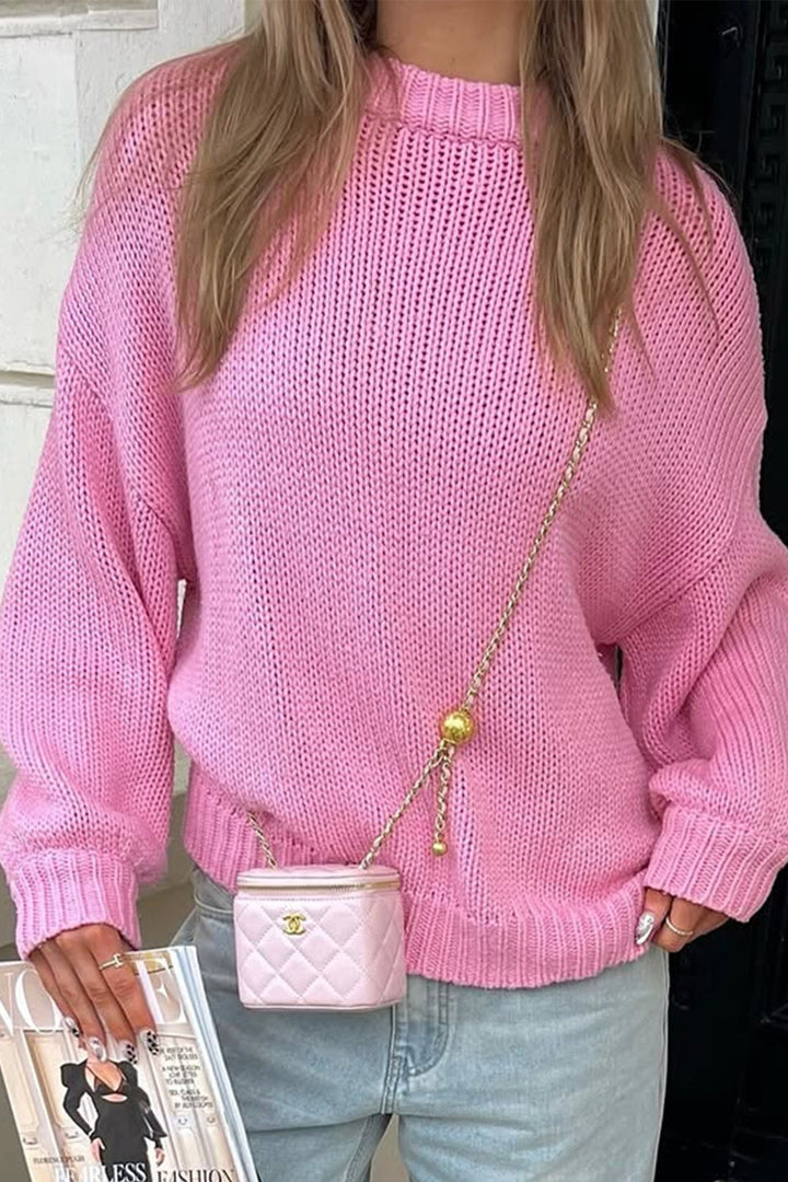 Iris | Graceful Chunky Knit Crew Neck Oversized Jumpers