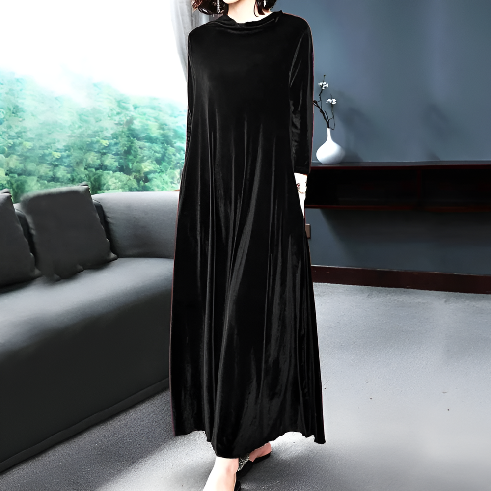 Isabella | Effortless Long Sleeve Velvet Maxi Dress