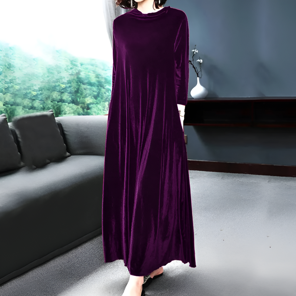 Isabella | Effortless Long Sleeve Velvet Maxi Dress
