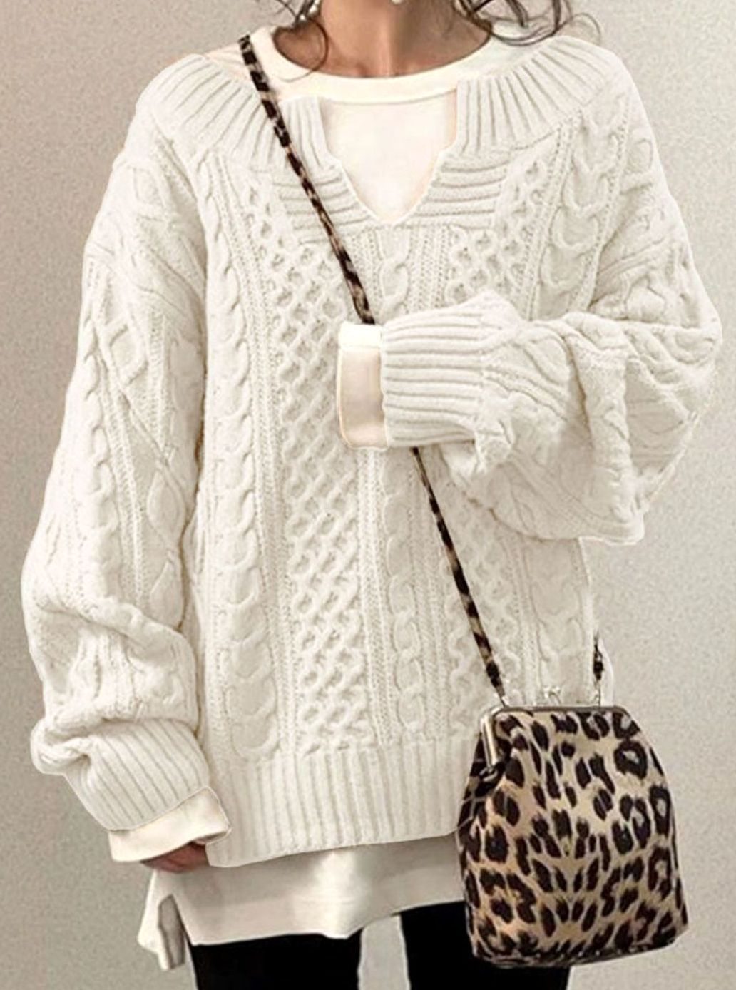 Lara | Chic Oversized Cable Knit Long Sleeve Top