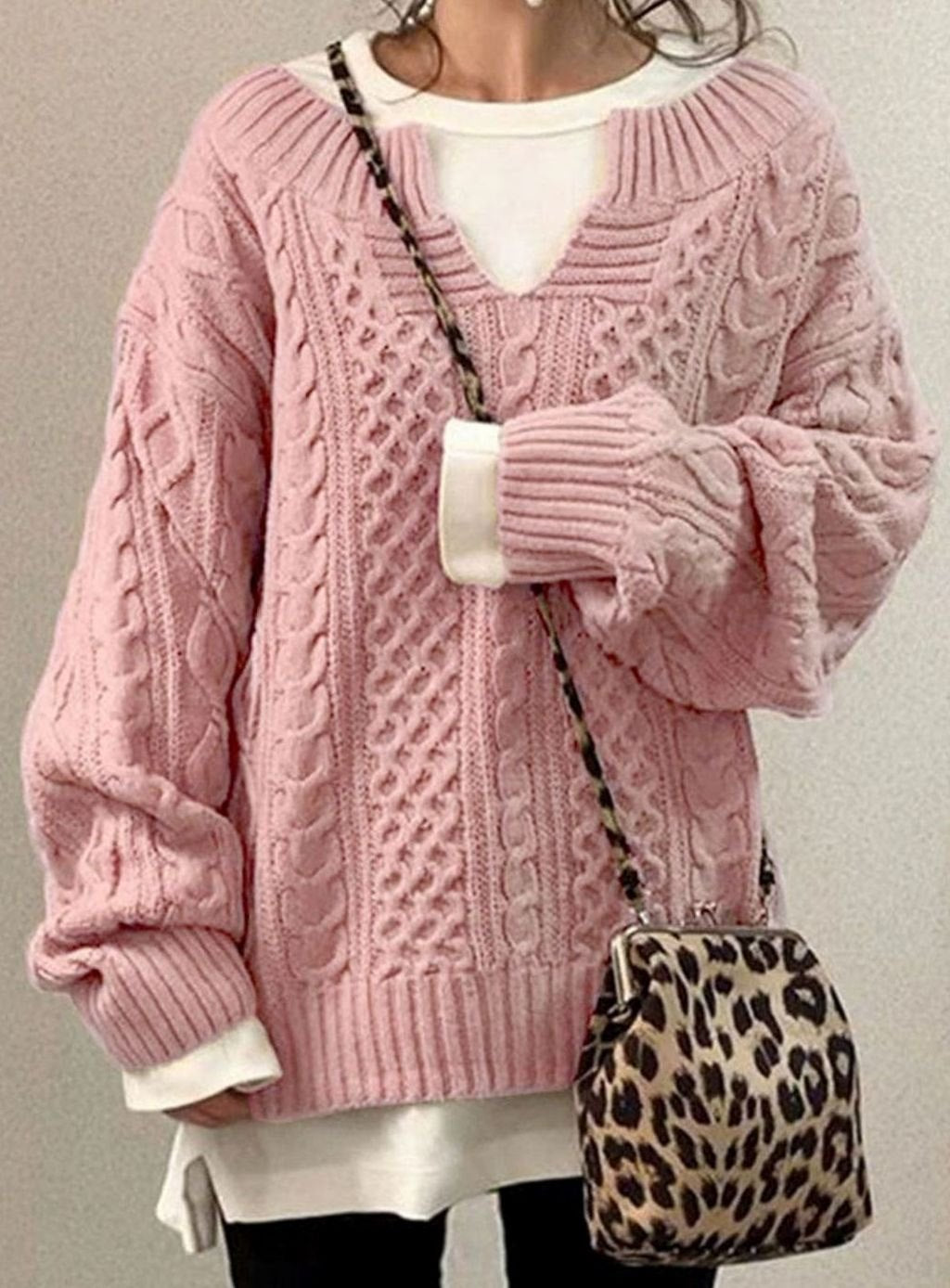 Lara | Chic Oversized Cable Knit Long Sleeve Top