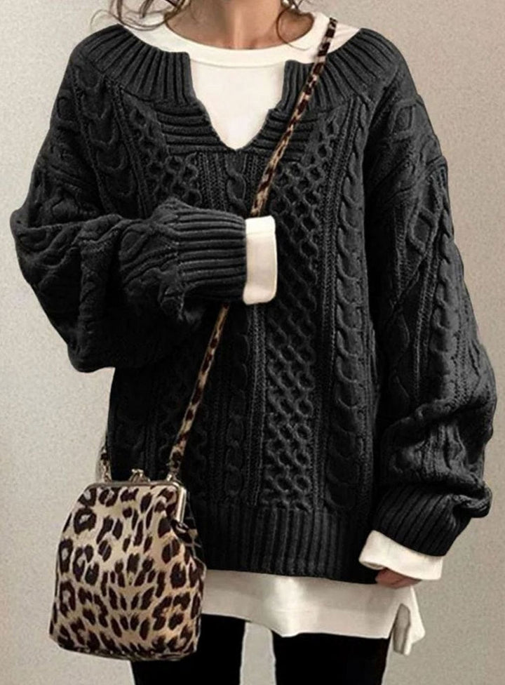 Lara | Chic Oversized Cable Knit Long Sleeve Top