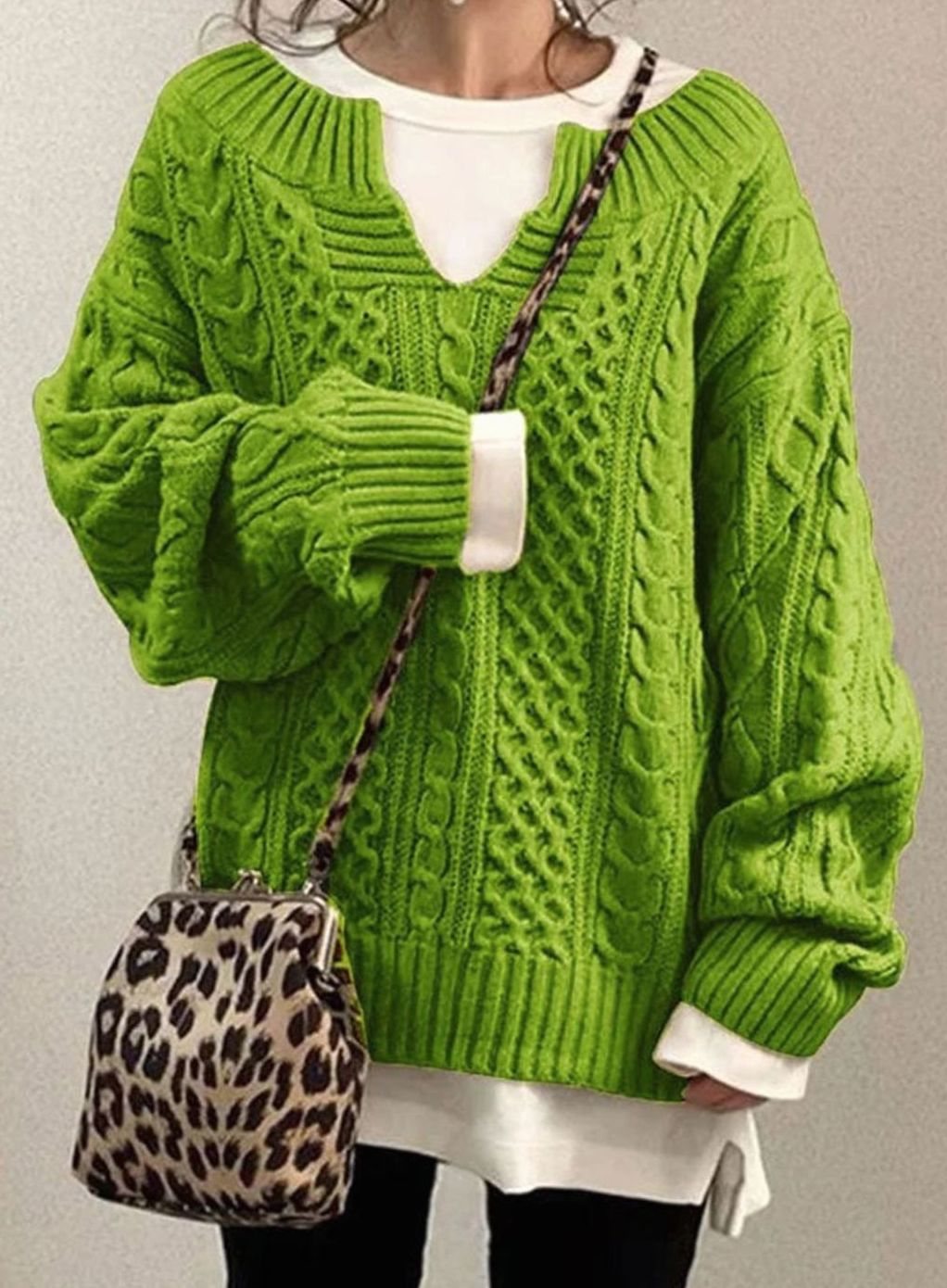 Lara | Chic Oversized Cable Knit Long Sleeve Top