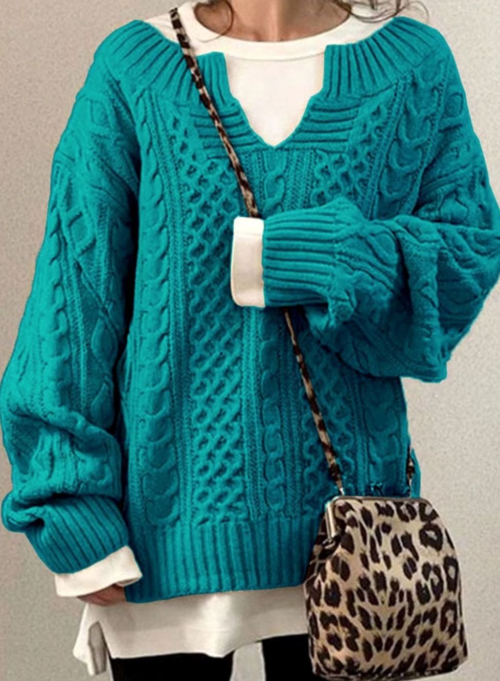 Lara | Chic Oversized Cable Knit Long Sleeve Top