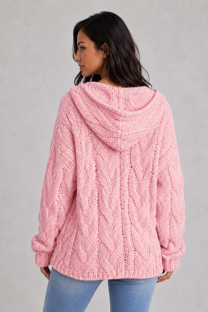 Layla | Relaxed Hooded Cable Knit Oversized Jumper