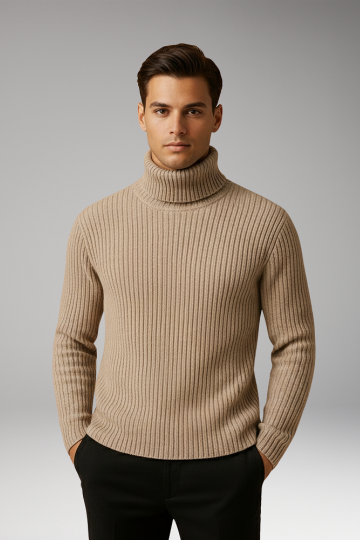 Liam | Classic Ribbed Turtleneck Knit Sweater