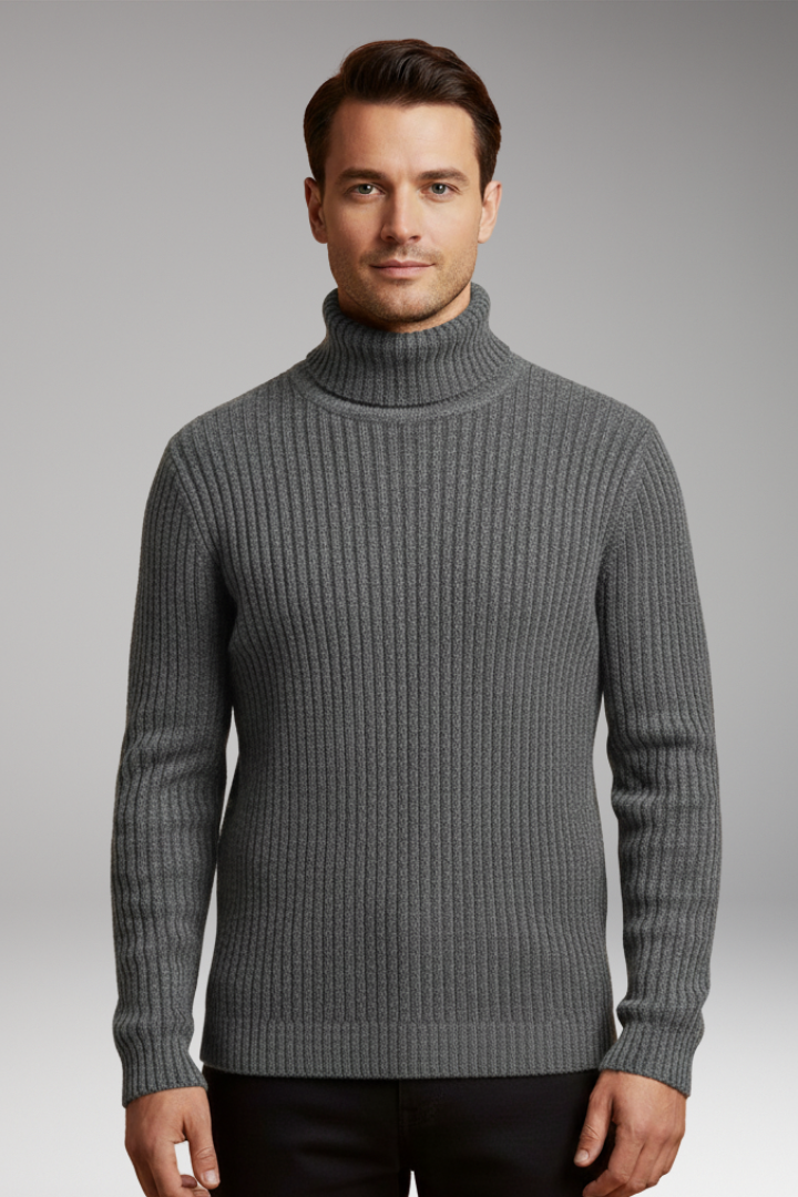 Liam | Classic Ribbed Turtleneck Knit Sweater
