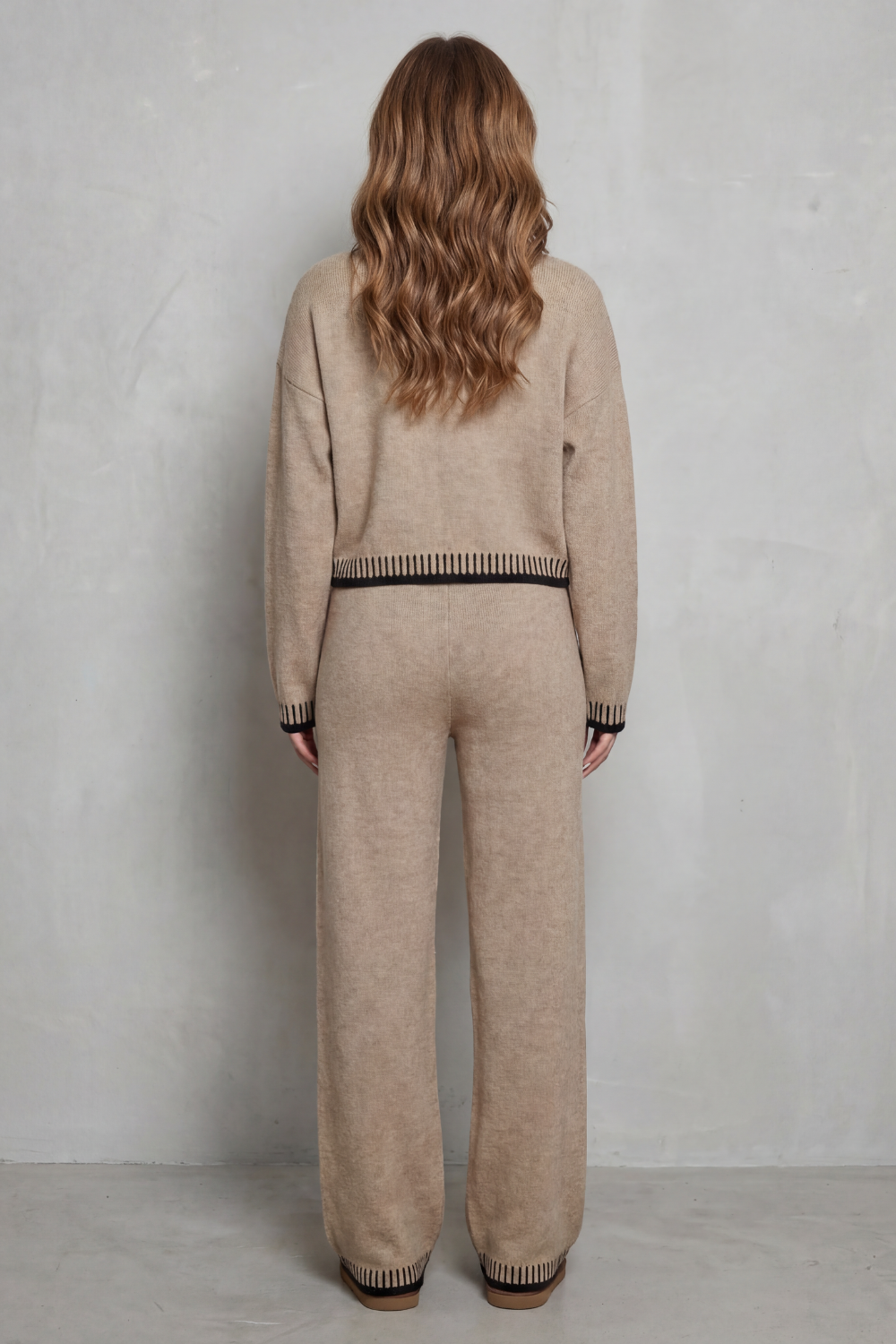 Lily | Timeless Contrast Trim Knit Pyjamas Set