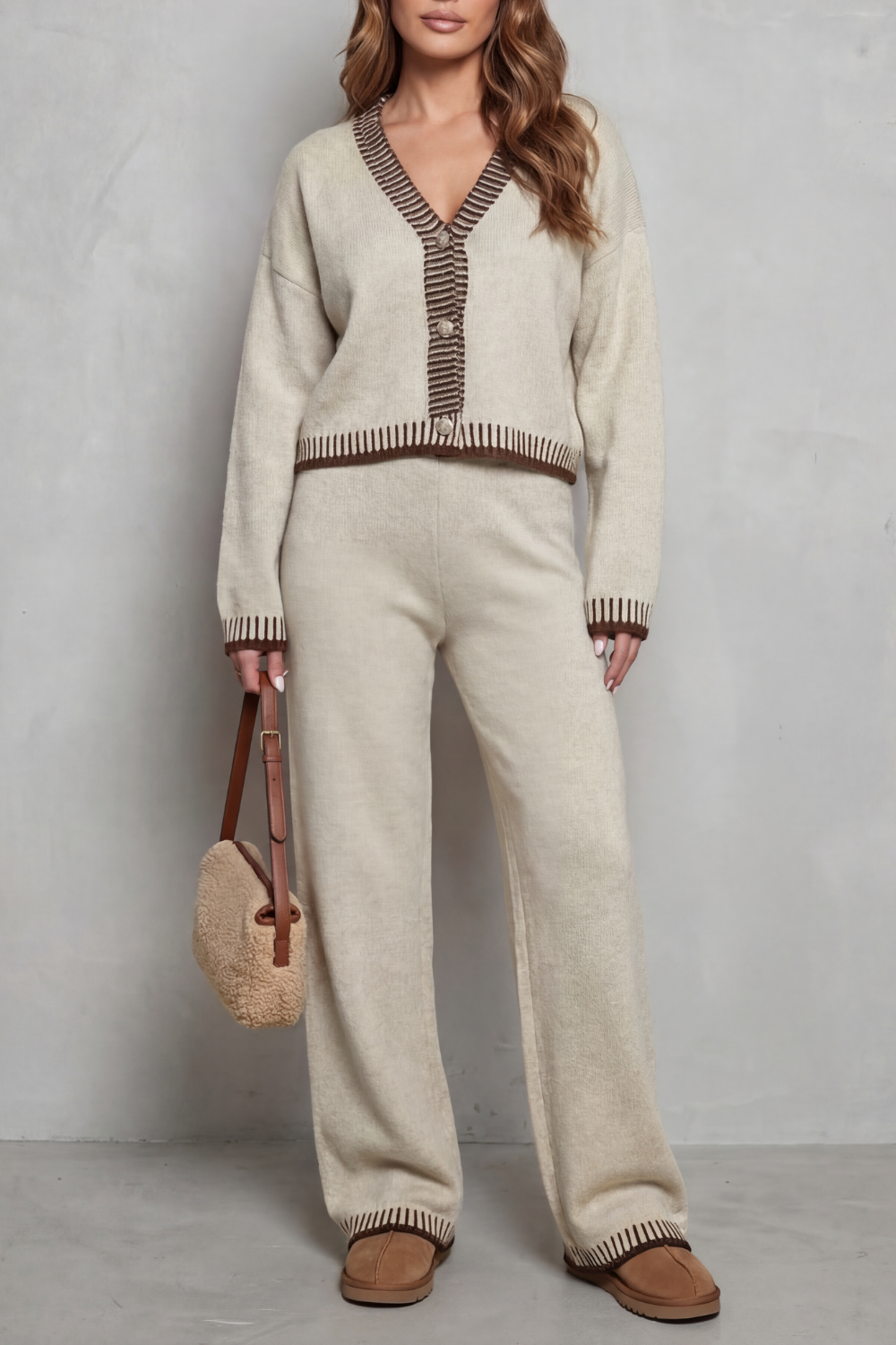 Lily | Timeless Contrast Trim Knit Pyjamas Set