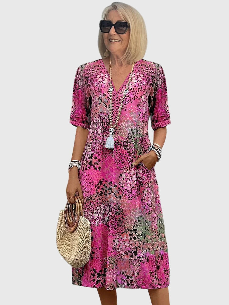 Lottie | Effortless Floral Midi Christmas Party Dress