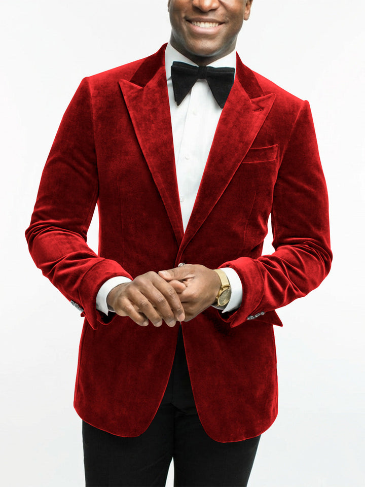 Lucas | Tailored Fit Peak Lapel Velvet Blazer