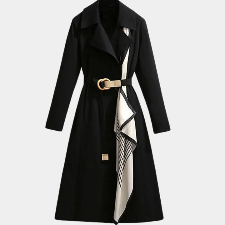 Luna | Effortless Belted Long Coat with Notch Collar