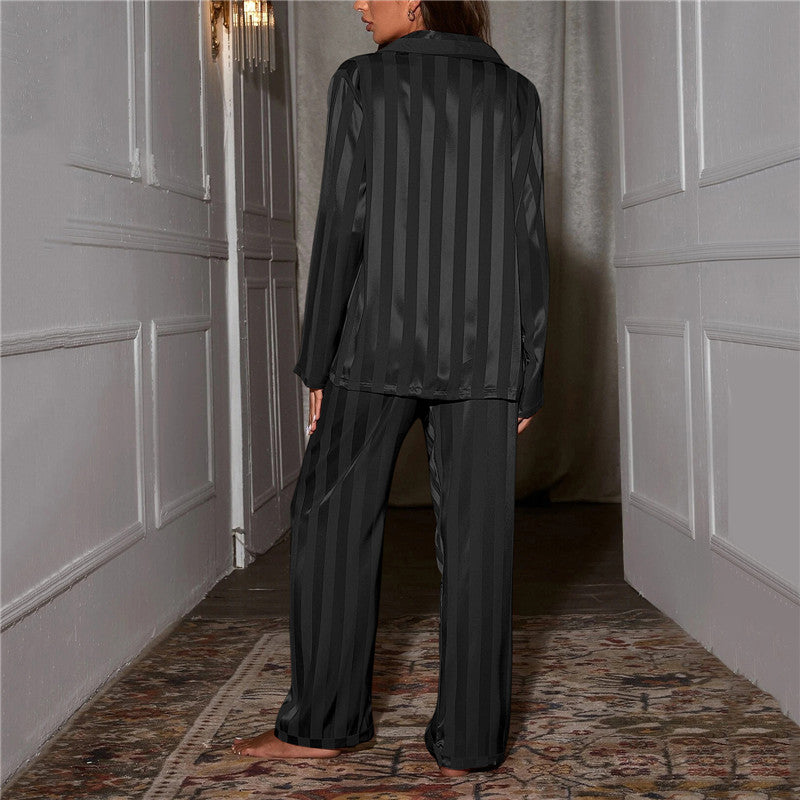 Mabel | Classic Striped Satin-Look Ladies Pyjamas Set