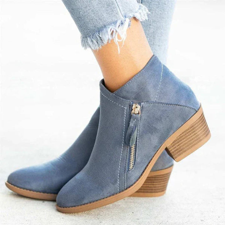 Mabel | Effortless Low Block Heel Side-Zip Ankle Boots