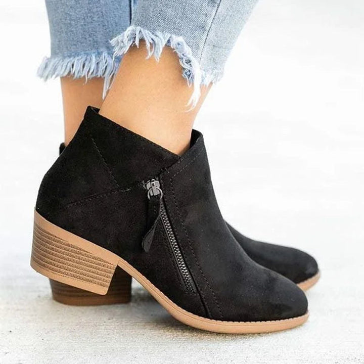 Mabel | Effortless Low Block Heel Side-Zip Ankle Boots