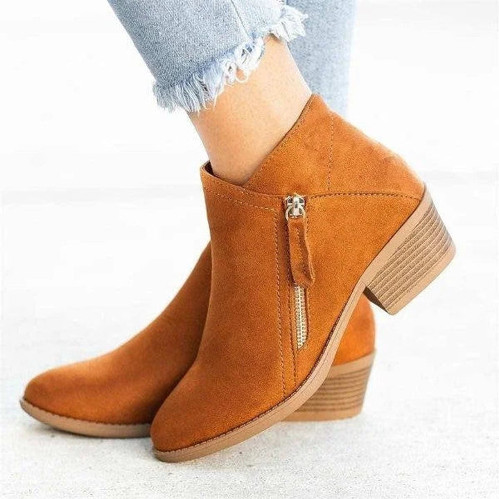 Mabel | Effortless Low Block Heel Side-Zip Ankle Boots