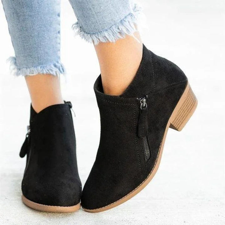Mabel | Effortless Low Block Heel Side-Zip Ankle Boots